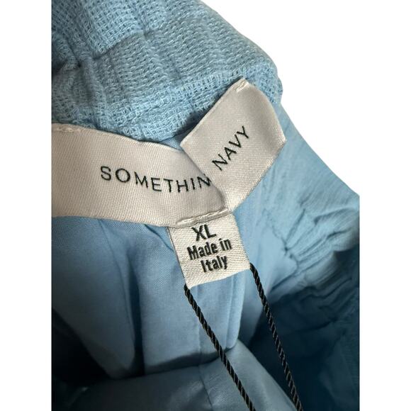 Something Navy Ryan Blue Linen Button Paperbag Raw Hem High Rise Shorts XL - Picture 10 of 10